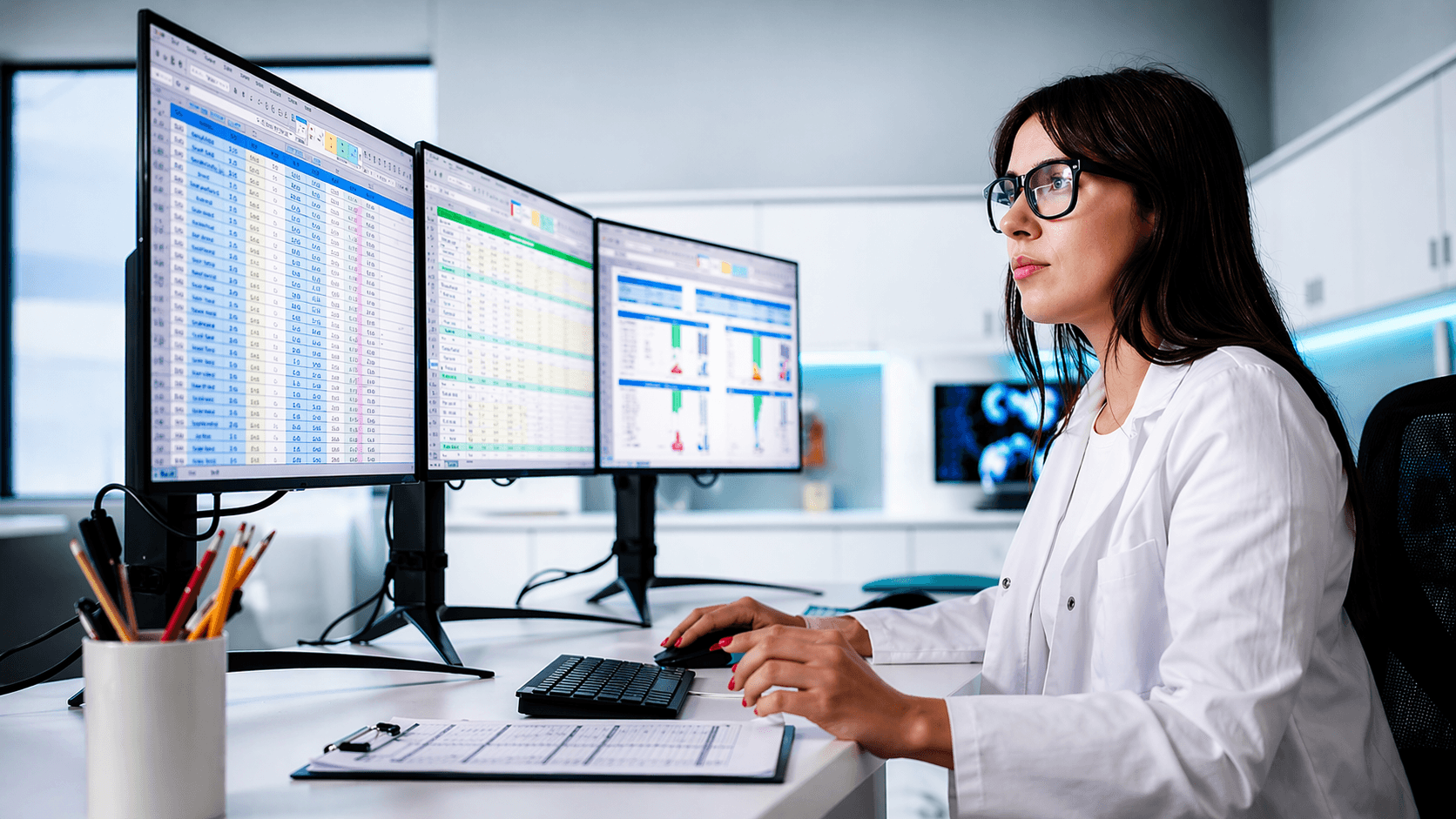 Healthcare professional at workstation